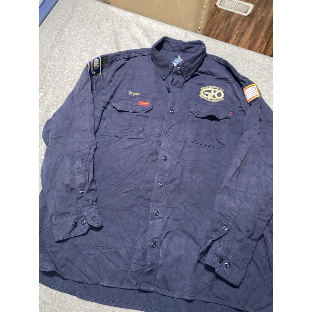 Lapco Flame Resistant‎ Navy Button Up Shirt Mens 3XL Regular